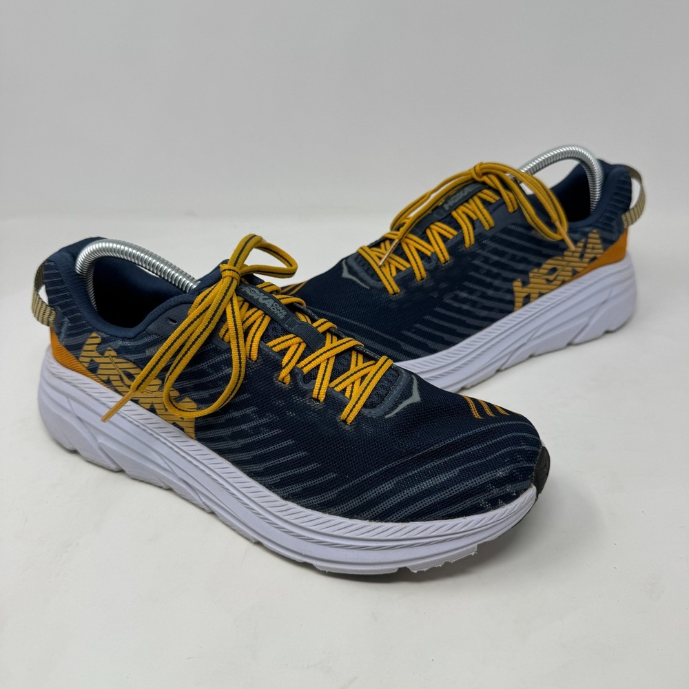 Hoka One One Rincon 3 Shoes Blue Yellow Running Sneaker 1102874 MBLD‎ Men's 8.5